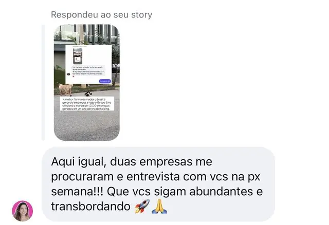 Mensagem recebida no Instagram